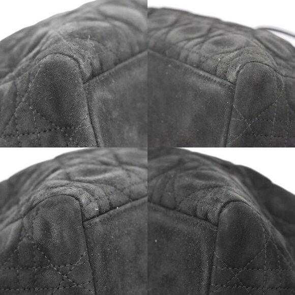 CHRISTIAN DIOR Lady Cannage 2Way Shoulder Hand Bag Suede Leather Black 43KB146 - Picture 7 of 15